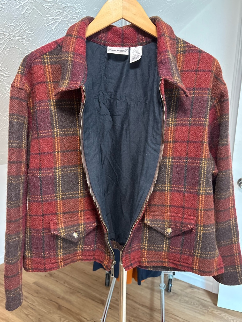 Vintage wool blend full, plaid, full zip jacket. 90s y2k. Fashion Bug XL